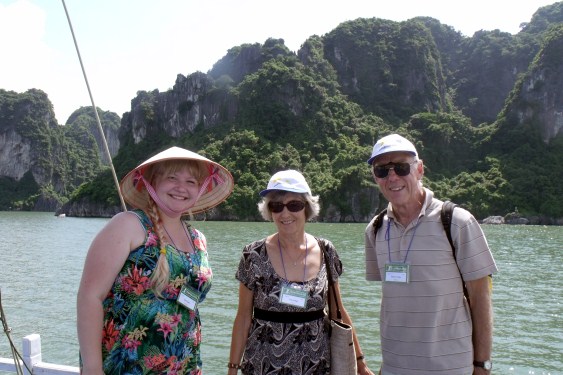 Siru Laine with Anica and terry7 page at Halong Bay; photo courtesy of Terry Page